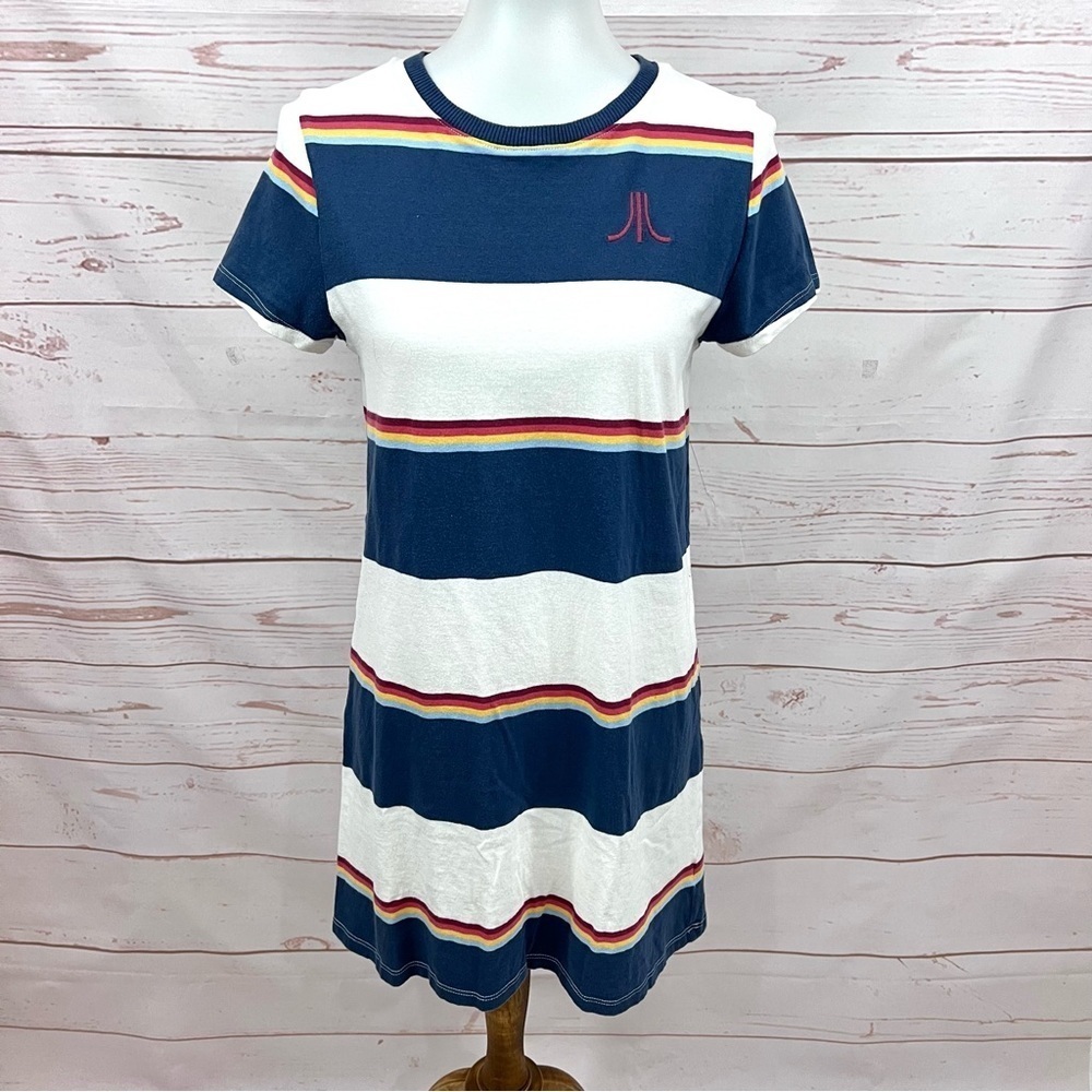 Vintage Junkfood Atari Striped Tee Shirt Dress